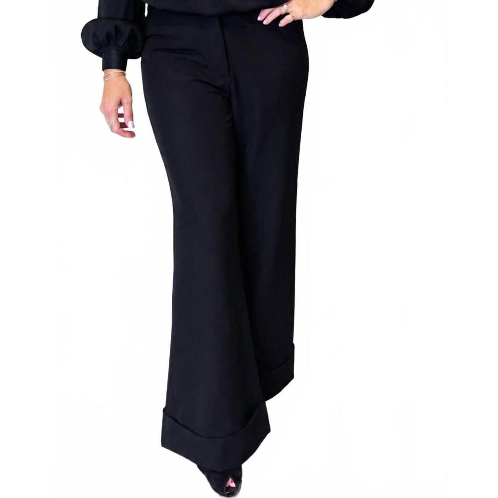 NEW ABLE stretch bottom roll up pants in black